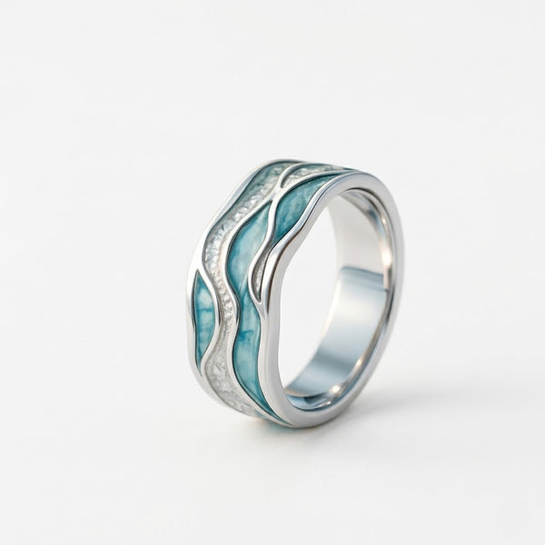 Turkis Seasilver Bølge Ring