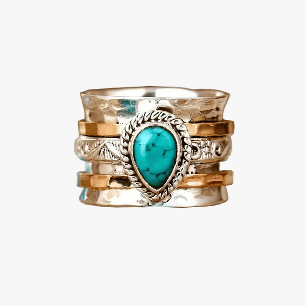 Antik turkis-indlagt guld- og sølvring