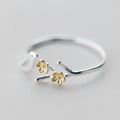 TWIN BLOSSOM-RING - (JUSTERBAR)
