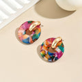 Multi-Color Round Splicing Earrings