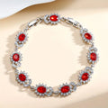 Sølv Ruby Blomsterarmbånd
