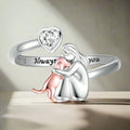 Adjustable dog ring in 925 Sterling Silver – “Always in My Heart” with Cubic Zirconia
