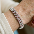 Arctic Blush cubansk armbånd | Hvidguld