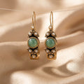 Classic Silver Mint Cabochon Pearl Hoop Earrings