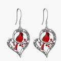 Cardinal Memorial Earrings – “When Cardinals appear, angels are near” Heart Drop Design