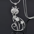 Cats of Love Necklace in Sterling Silver and Encrusted Zirconia 