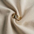 Exquisite Golden Inlay Zirconia Leaf Ring