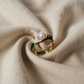 Pearl Petal Twist Open Adjustable Ring