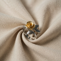 SILVER YELLOW ROSE RING