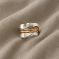 Silver Golden Threads Ring