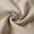 FUNKLENDE BLOMSTERBLADS RING - (JUSTERBAR)