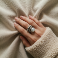 Classic Silver Orbit Pearl Ring