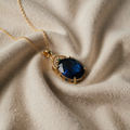 HALSBÅND MED GULD OG BLÅ TOPAS I VINTAGE-STIL