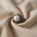 Floral Filigree Moonstone Dome Ring