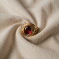 Guldfarvet Ruby indgraveret ring