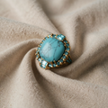 Golden Turquoise Stone Zirconia Ring