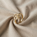 Gold-Tone Paw & Heart Ring – Stainless Steel Jewelry for Pet Lovers