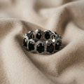 Onyx Oval Zirconia Silver Ring