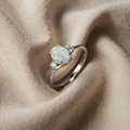 Opal Stone Silvery Color Wedding Rings