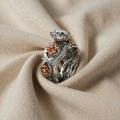 SILVER ROSE GOLD DIAMOND FLORAL RING