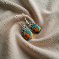 Blue and Orange Gemstone Drop Earrings