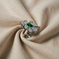 EMERALD FLOWER RING - (ADJUSTABLE)