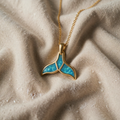 Gold Ring with Dolphin Tail and Blue Opal