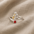 Sterling Silver Dog & Girl Ring – Adjustable and Symbolic