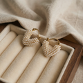 Heart Huggie Earrings with Beadwork