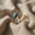 Silver Adjustable Feather Turquoise Ring