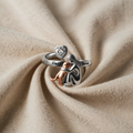 Adjustable dog ring in 925 Sterling Silver – “Always in My Heart” with Cubic Zirconia