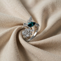 Adjustable Hummingbird Sparkle Ring with Rhinestone Diamond