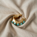 Bold Turquoise Stone Sculpted Hoop Earrings