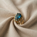 Green White Blue Stone Water Drop Zircon Ring