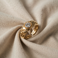 VINTAGE ZIRCONIA GOLD RING - (ADJUSTABLE)