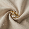 Luxury Adjustable Ring with White Opal in Gold