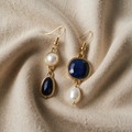 Timeless Blue Stone Pearl Earrings