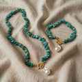 Boho Chip Bead Pearl Pendant Set