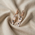Elegant Rectangular Gold and Silver Earrings