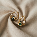 Elegant Green Gold Earrings