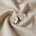 Pearl Center White Blossom Stud Earrings