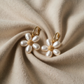 Pearl Petal Daisy Drop Earrings