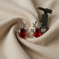 Festive Reindeer Crystal Stud Earrings