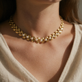 Pearl Leaf Link Collar Necklace