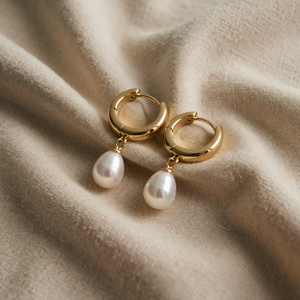 Classic Pearl Drop Huggie Earrings