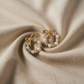 Bow Halo Pearl Stud Earrings