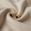 Square Retro Black Zirconia Earrings