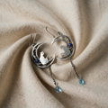 Blue Zirconia Cat Boho Earrings in Sterling Silver