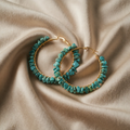 Turquoise Stone Drop Hoop Earrings