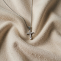 Sparkling White Gold Zirconia Cross Necklace